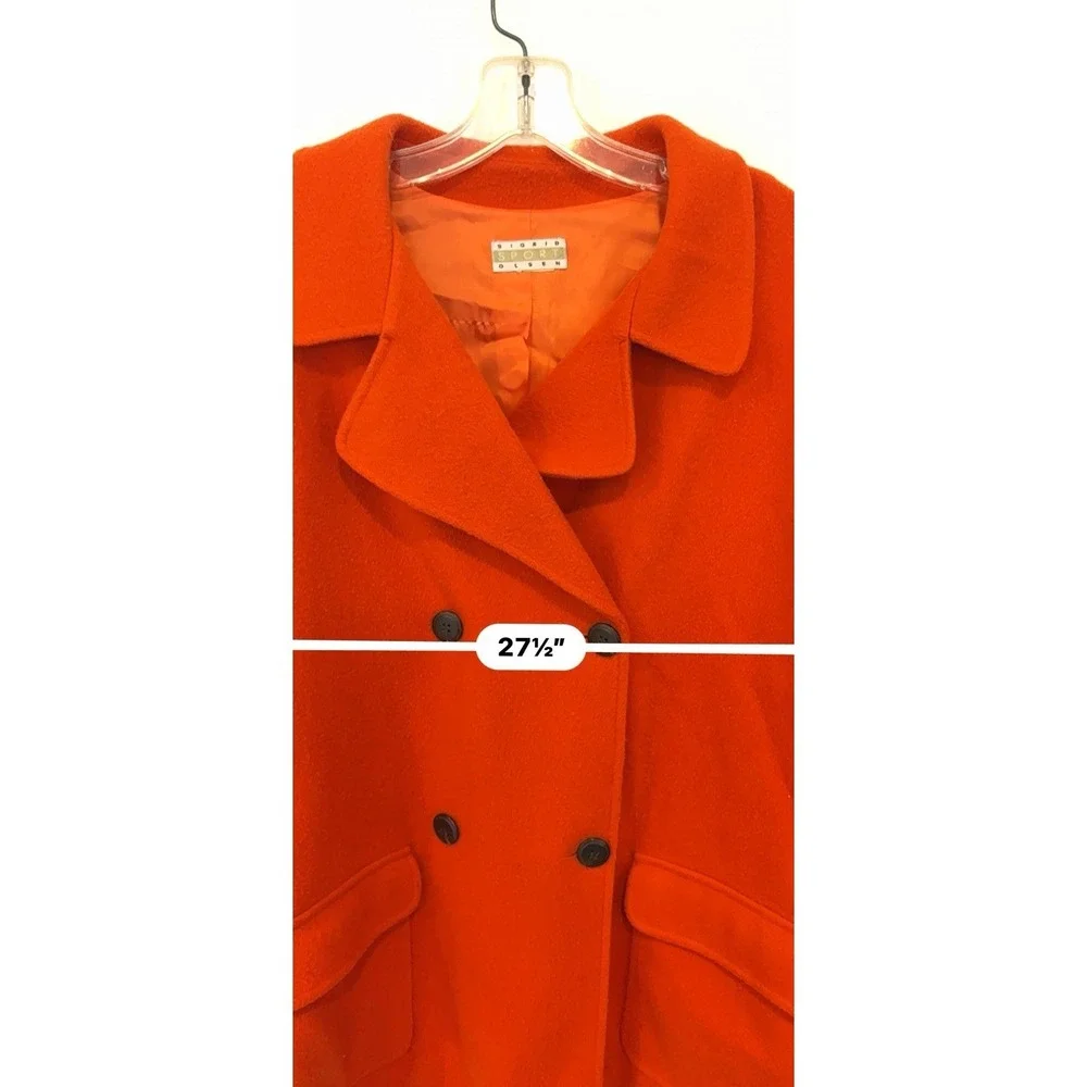 VTG Sigrid Olsen Sport Wool Blend Peacoat Jacket Orange Women's Oversize L XL